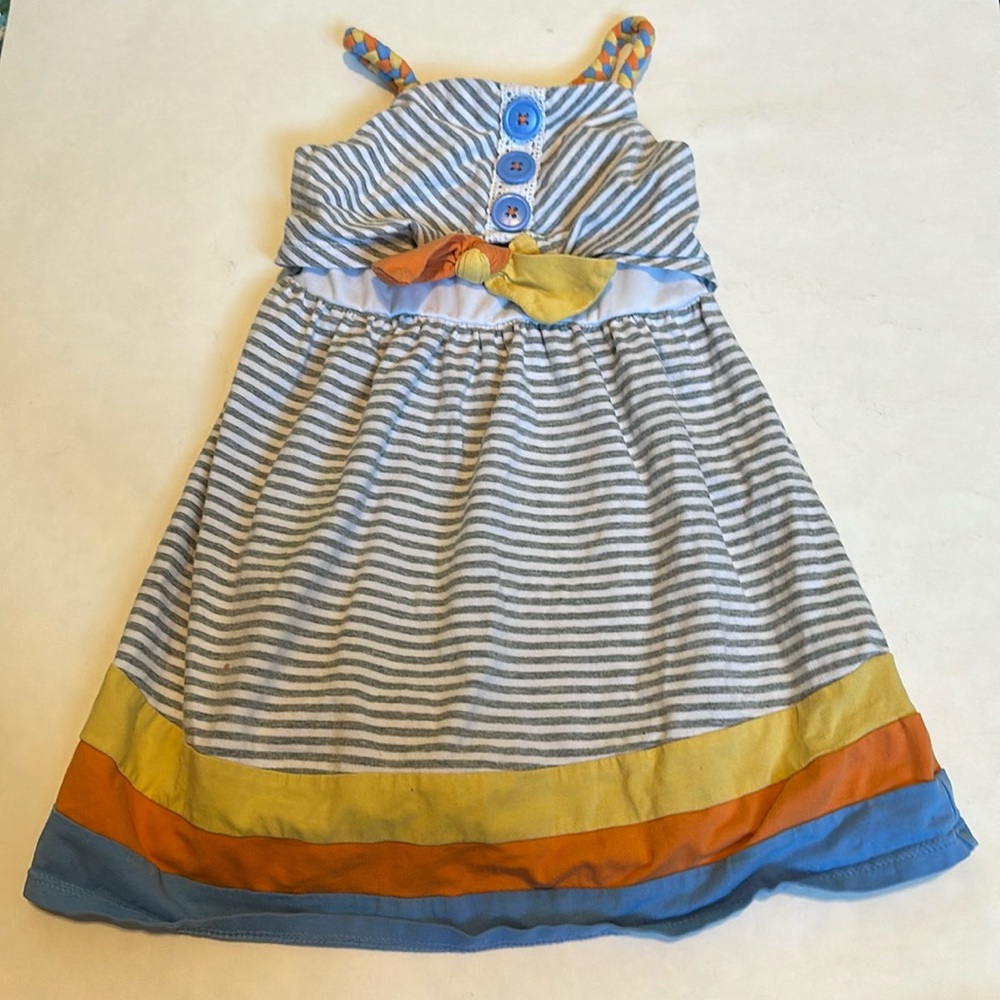 Jona Michelle Striped Girls Dress with braided straps